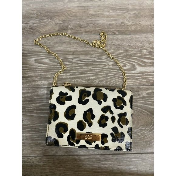 Zac Posen Wallet Chain Crossbody Leopard Print Purse Hand Bag - Picture 2 of 6
